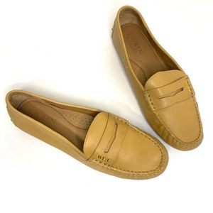LAUREN RALPH LAUREN Tan Leather Driving Moccasins